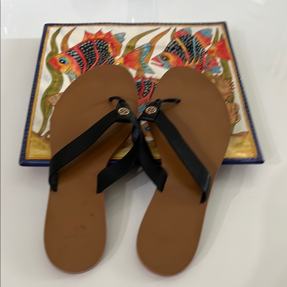 Tory Burch Black and Tan Sandals